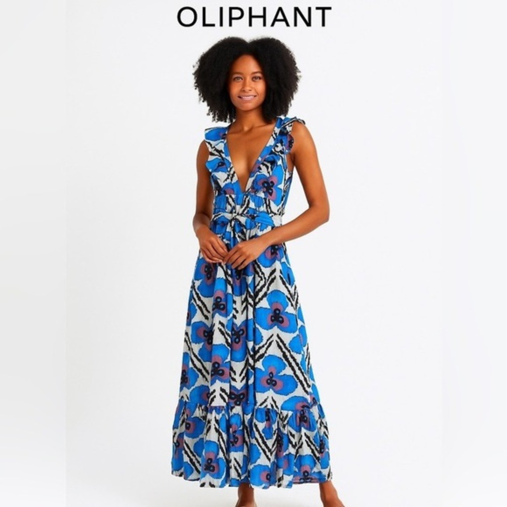 NEW Oliphant Maxi Dress in Cobalt Patola Women's Size L XL